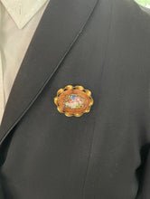 Load image into Gallery viewer, Antique 10K Gold Filled Bloodstone Pietra Dura Micro Mosaic Brooch, Pin.