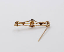 Load image into Gallery viewer, Victorian 10K Diamond Rose Yellow Gold Brooch Pin