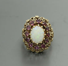 Load image into Gallery viewer, Vintage 14K Yellow Gold Ruby Opal Statement Ring