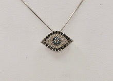 Load image into Gallery viewer, Beautiful Evil Eye Apotropaic Diamonds Sapphires 14K White Gold Pendant & Chain