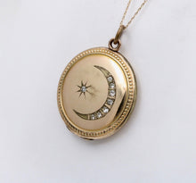 Load image into Gallery viewer, Antique Crescent & Star Gold Filled Locket Pendant