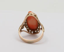 Load image into Gallery viewer, Antique Victorian Carved Coral Woman’s Portrait Two Tone Gold Ring