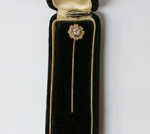 Load image into Gallery viewer, Art Deco Diamond Flowers 14K Yellow White Gold Stick Pin