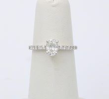 Load image into Gallery viewer, Vintage Solitaire Oval Diamond 14K White Gold Engagement Ring