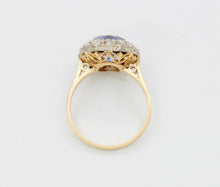 Load image into Gallery viewer, Victorian 18K Yellow Gold Rose Cut Diamond Sapphire Cocktail Ring