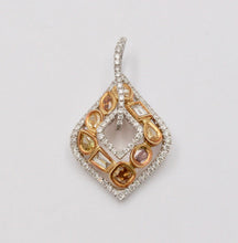 Load image into Gallery viewer, Parade Multi Color Diamond 18K White & Yellow Gold Pendant, Necklace. Estate