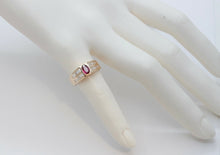 Load image into Gallery viewer, Geometric Vintage Ruby Diamonds 14K Yellow Gold Ring