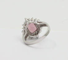 Load image into Gallery viewer, Vintage 14K White Gold Pink Spinel Diamond Alternative Engagement Ring