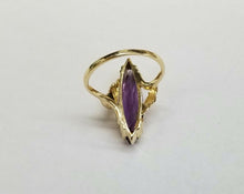 Load image into Gallery viewer, Vintage Ladies 14K Yellow Gold Bypass Iolite Ring