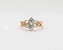 Load image into Gallery viewer, Pretty Vintage Estate Floral Aquamarine Ring Band, Stacking Ring.