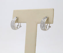 Load image into Gallery viewer, 14K White Gold Channel Set Diamond Earrings