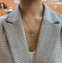 Load image into Gallery viewer, Mid-century Aquamarine & Diamonds Cross Pendant