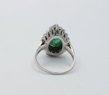 Load image into Gallery viewer, 14K White Gold Cabochon Emerald Diamond Engagement Ring Alternative