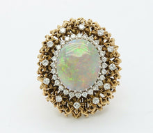 Load image into Gallery viewer, Large Vintage Ladies Opal Diamonds 14K Yellow Gold Statement Ring