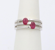 Load image into Gallery viewer, Vintage 14K White Gold Ruby & Diamond Ring Band, Stacking Ring.