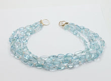 Load image into Gallery viewer, Vintage Sterling Silver Aquamarine Bead Pearl Quadruple Strand Necklace