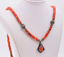 Load image into Gallery viewer, Antique European Coral Enamel 800 Silver Necklace