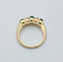 Load image into Gallery viewer, Vintage 14K Yellow Gold Emerald & Diamond Band