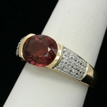 Load image into Gallery viewer, Vintage 14K Yellow Gold Diamond Orangy Pink Tourmaline Ring
