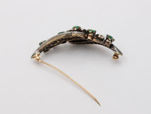Load image into Gallery viewer, Victorian Emerald Diamonds Platinum 14K YG Flower Brooch Pin