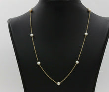 Load image into Gallery viewer, Vintage 14K Yellow Gold Pearl Station Necklace