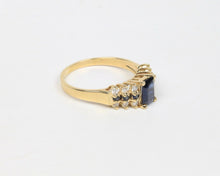 Load image into Gallery viewer, Vintage Sapphire and Diamond 14K Yellow Gold Ladies Ring