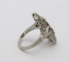 Load image into Gallery viewer, Art Deco 18K White Gold Diamonds Sapphires Ring