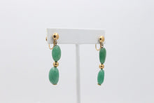 Load image into Gallery viewer, Vintage 14K Yellow Gold Aventurine Dangling Earrings