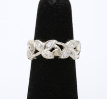 Load image into Gallery viewer, Vintage 14K White Gold Diamond Wide Ring Band.