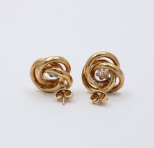 Load image into Gallery viewer, Vintage 14K Gold Knot or Sweller Diamond Studs Earrings