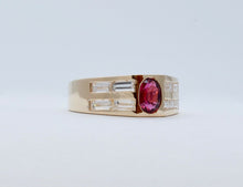 Load image into Gallery viewer, Geometric Vintage Ruby Diamonds 14K Yellow Gold Ring