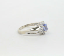 Load image into Gallery viewer, Vintage 14K White Gold Cornflower Blue Sapphire & Diamond Ring