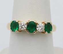 Load image into Gallery viewer, Vintage 14K Yellow Gold Emerald & Diamond Band