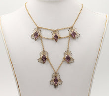 Load image into Gallery viewer, Victorian Festoon Rose De France 14K Gold Vermeil Necklace
