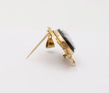 Load image into Gallery viewer, Antique 10K Yellow Gold Onyx Cameo Pendant Brooch