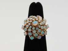 Load image into Gallery viewer, Vintage 14K Yellow Gold Australian Opal Cluster Ring.