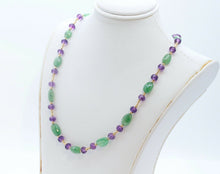 Load image into Gallery viewer, Vintage Italian Fluorite and Amethyst 18K Yellow Gold Necklace