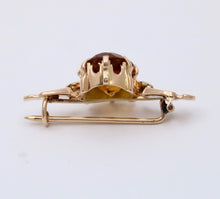 Load image into Gallery viewer, Antique Victorian 14K Yellow Gold Citrine flower Bar Pin.