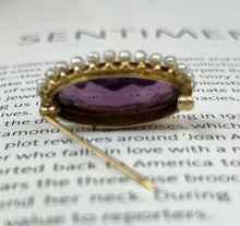 Load image into Gallery viewer, Antique Victorian 10K Yellow Gold Amethyst & Pearl Brooch Pin.