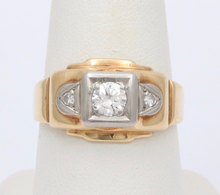 Load image into Gallery viewer, Vintage 14K Two Tone Gold Diamond Ring Band. Unisex Ring.