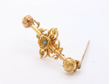 Load image into Gallery viewer, Victorian 14K Yellow Gold Turquoise Bar Pin Brooch