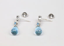 Load image into Gallery viewer, 14K White Gold Briolette Blue Topaz Earrings