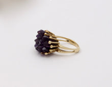 Load image into Gallery viewer, Vintage Geometric Amethyst Cluster 14K Yellow Gold Ring