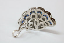 Load image into Gallery viewer, Elegant Scallop Shell Diamonds Sapphire 18K White Gold Vintage Earrings