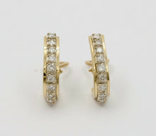 Load image into Gallery viewer, Vintage 14K Yellow Gold Diamond Omega Clip Earrings
