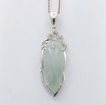 Load image into Gallery viewer, Vintage 18K White Gold Longevity Peach Jade Pendant
