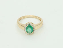 Load image into Gallery viewer, Vintage 14K Yellow Gold Diamond Emerald Ring