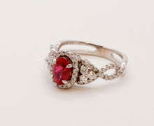Load image into Gallery viewer, Elegant Crossover Ruby Diamonds Engagement Ring
