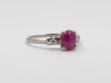 Load image into Gallery viewer, Vintage Platinum Star Ruby & Diamond Ring, Engagement Ring