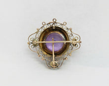 Load image into Gallery viewer, Victorian 14K Yellow Gold Amethyst Pendant Brooch